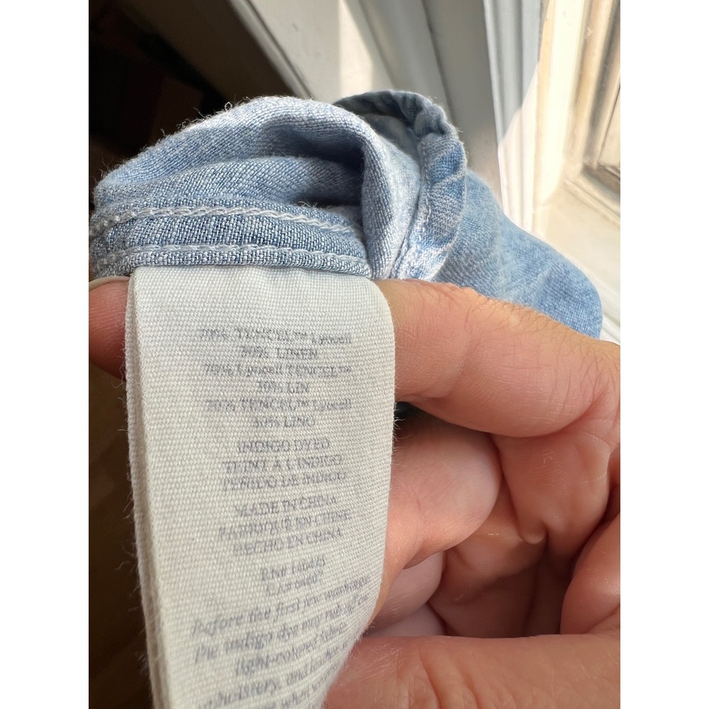 Faherty Womens Tried & True Chambray Classic Shirt Medium Linen Blend Tencel - Picture 13 of 14